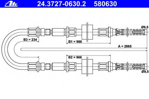Трос, стояночная тормозная система ATE 24.3727-0630.2