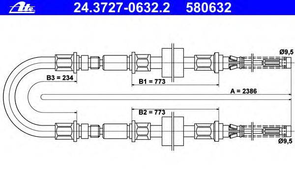 Трос, стояночная тормозная система ATE 24.3727-0632.2