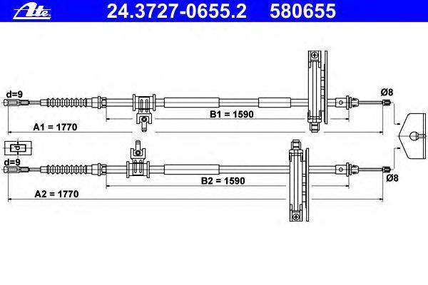 Трос, стояночная тормозная система ATE 24372706552