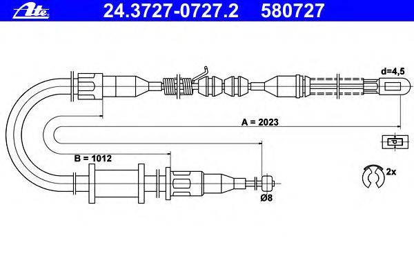 Трос, стояночная тормозная система ATE 24.3727-0727.2
