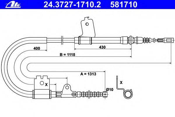 Трос, стояночная тормозная система ATE 24.3727-1710.2