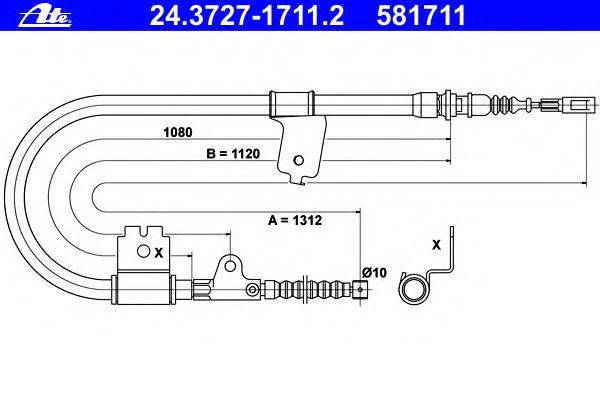 Трос, стояночная тормозная система ATE 24.3727-1711.2