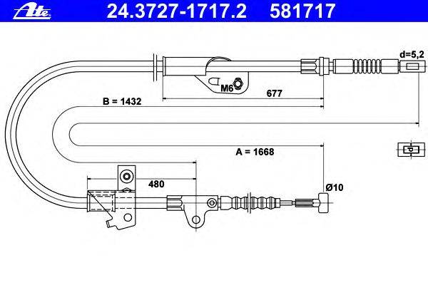 Трос, стояночная тормозная система ATE 24.3727-1717.2