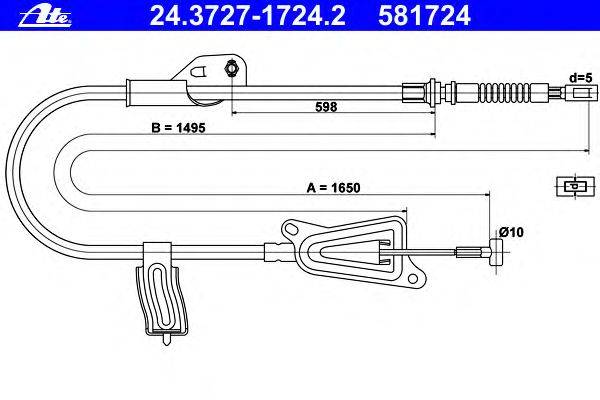 Трос, стояночная тормозная система ATE 24.3727-1724.2