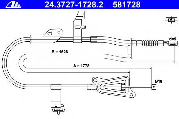 Трос, стояночная тормозная система ATE 24.3727-1728.2