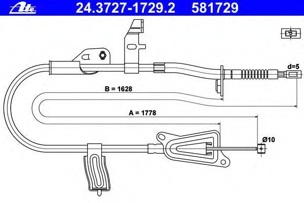 Трос, стояночная тормозная система ATE 24.3727-1729.2