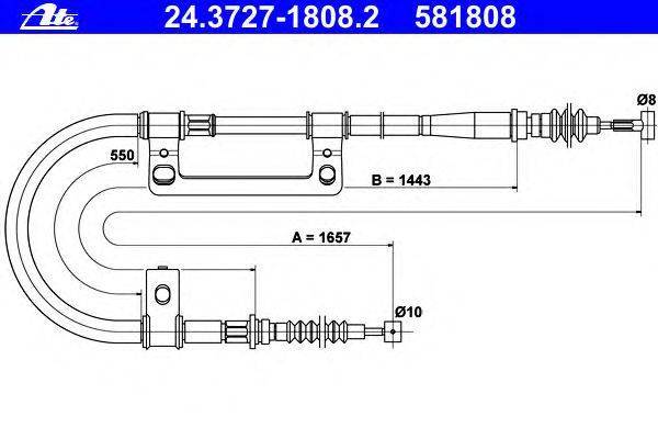 Трос, стояночная тормозная система ATE 24.3727-1808.2