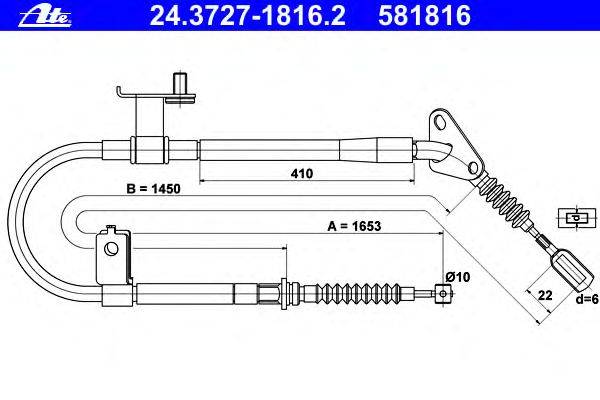 Трос, стояночная тормозная система ATE 24.3727-1816.2