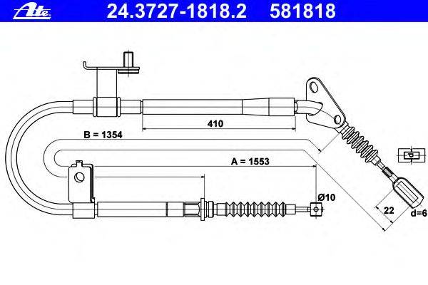 Трос, стояночная тормозная система ATE 24.3727-1818.2