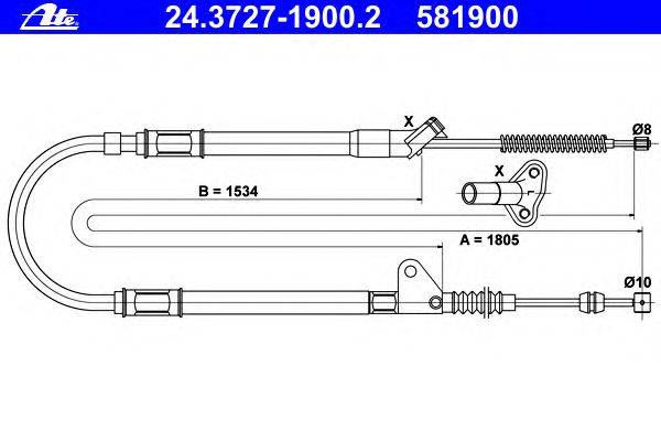 Трос, стояночная тормозная система ATE 24.3727-1900.2