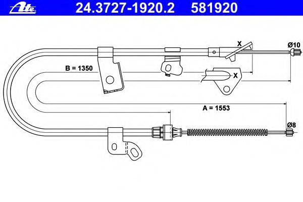 Трос, стояночная тормозная система ATE 24.3727-1920.2
