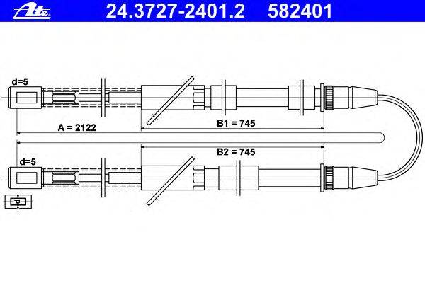Трос, стояночная тормозная система ATE 24.3727-2401.2