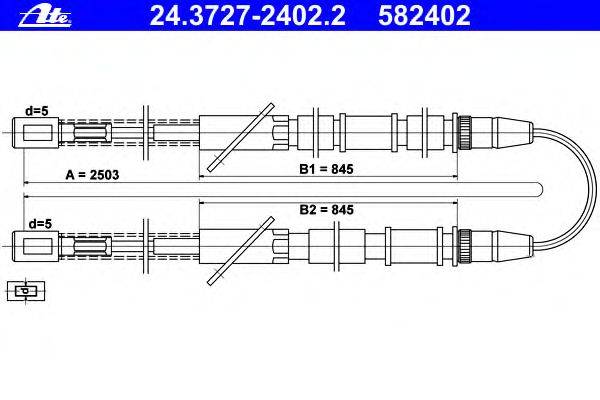 Трос, стояночная тормозная система ATE 24.3727-2402.2