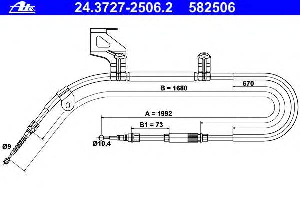 Трос, стояночная тормозная система ATE 24.3727-2506.2
