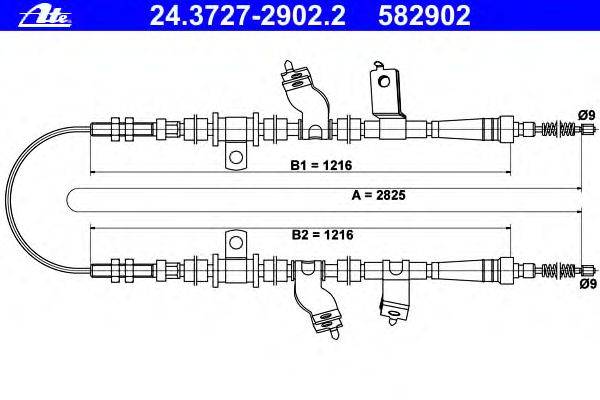 Трос, стояночная тормозная система ATE 24.3727-2902.2