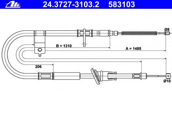 Трос, стояночная тормозная система ATE 24.3727-3103.2