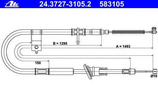 Трос, стояночная тормозная система ATE 24.3727-3105.2