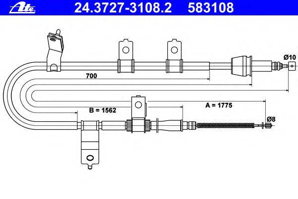 Трос, стояночная тормозная система ATE 24.3727-3108.2
