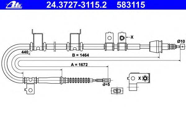 Трос, стояночная тормозная система ATE 24.3727-3115.2