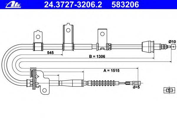 Трос, стояночная тормозная система ATE 24.3727-3206.2