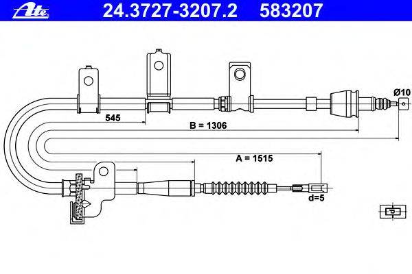 Трос, стояночная тормозная система ATE 24.3727-3207.2
