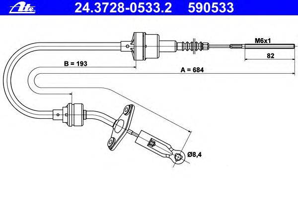 Трос, управление сцеплением ATE 24.3728-0533.2