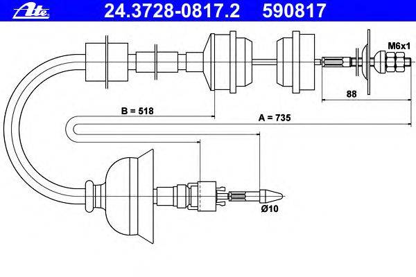 Трос, управление сцеплением ATE 24.3728-0817.2
