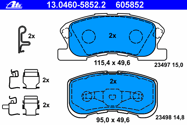 Комплект тормозных колодок, дисковый тормоз ATE 23498