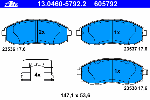Комплект тормозных колодок, дисковый тормоз ATE 13.0460-5792.2