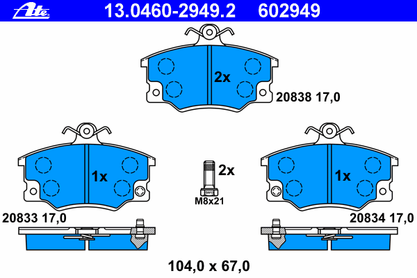 Комплект тормозных колодок, дисковый тормоз ATE 13046029492