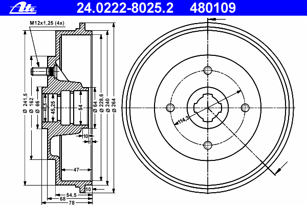 Тормозной барабан ATE 24.0222-8025.2