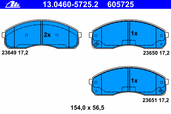 Комплект тормозных колодок, дисковый тормоз ATE 13.0460-5725.2