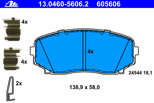 Комплект тормозных колодок, дисковый тормоз ATE 24544