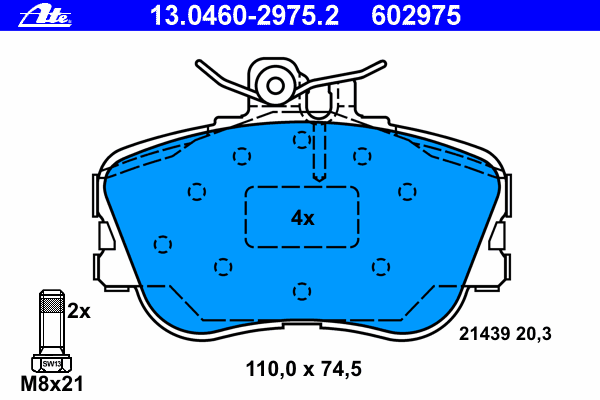 Комплект тормозных колодок, дисковый тормоз ATE 13046029752
