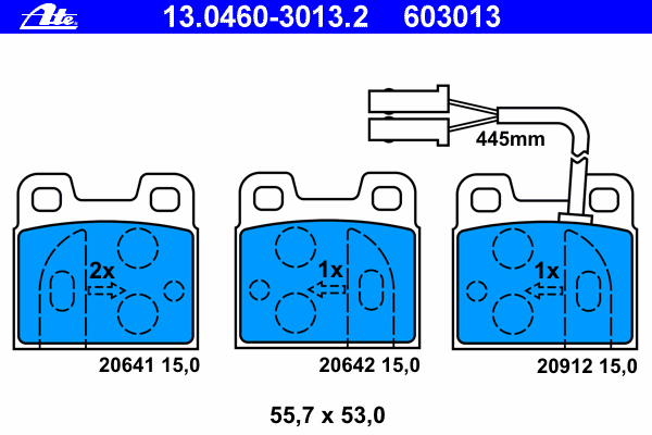 Комплект тормозных колодок, дисковый тормоз ATE 13046030132