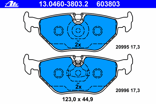 Комплект тормозных колодок, дисковый тормоз ATE 20995