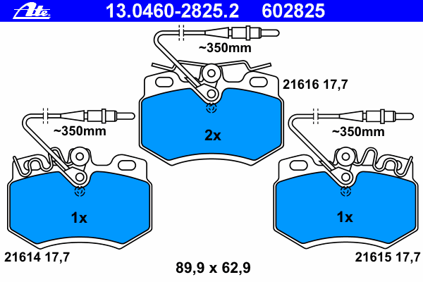 Комплект тормозных колодок, дисковый тормоз ATE 21615