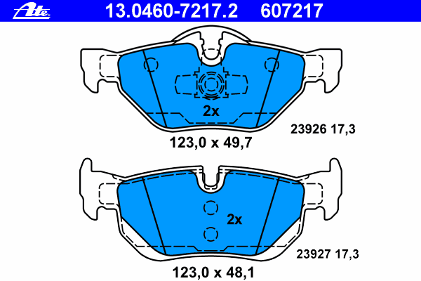 Комплект тормозных колодок, дисковый тормоз ATE 13.0460-7217.2