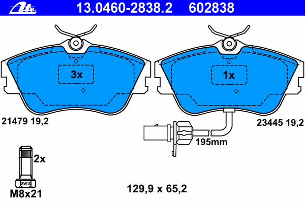 Комплект тормозных колодок, дисковый тормоз ATE 13046028382