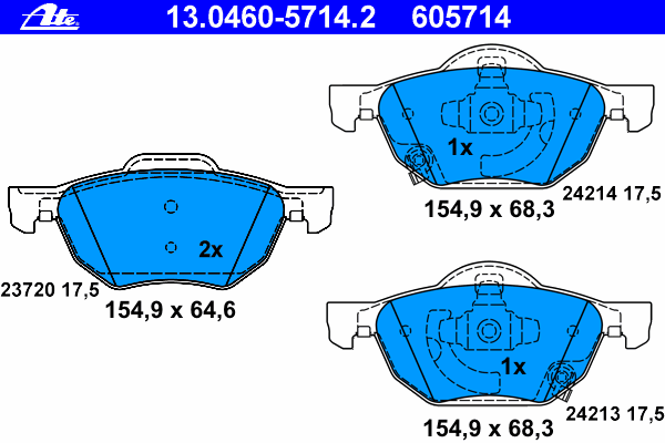 Комплект тормозных колодок, дисковый тормоз ATE 23720