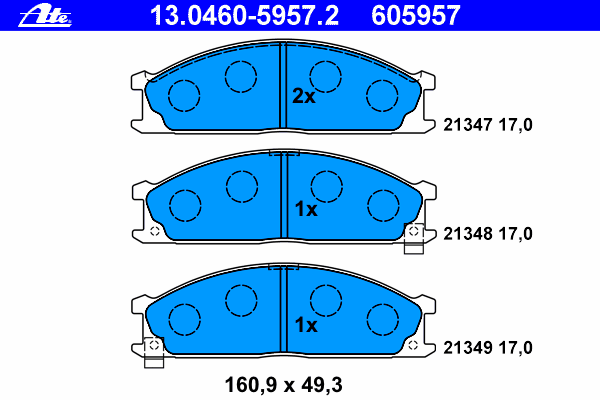 Комплект тормозных колодок, дисковый тормоз ATE 13.0460-5957.2