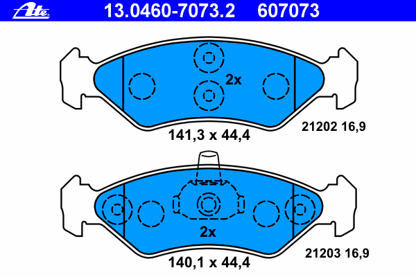 Комплект тормозных колодок, дисковый тормоз ATE 21202