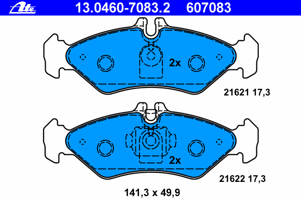 Комплект тормозных колодок, дисковый тормоз ATE 21621