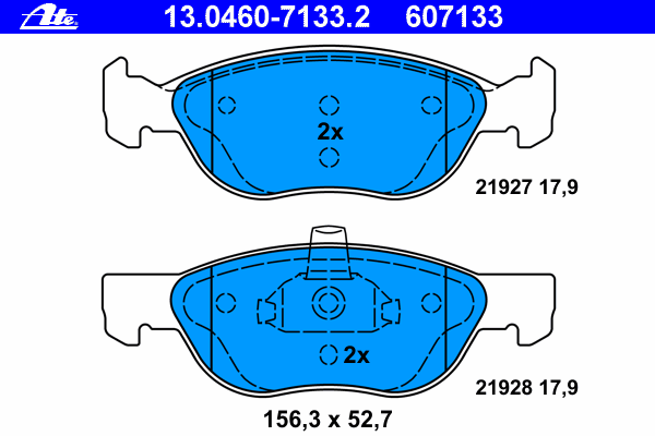 Комплект тормозных колодок, дисковый тормоз ATE 13.0460-7133.2