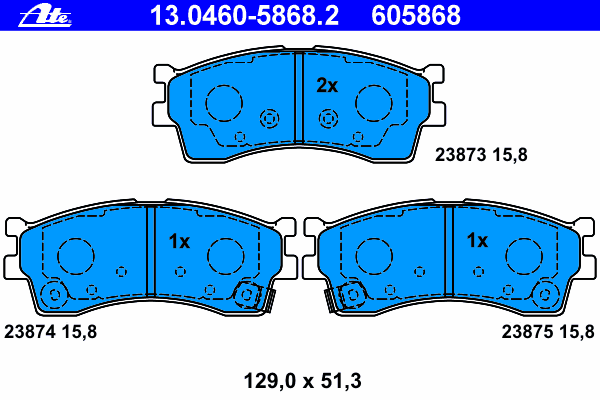 Комплект тормозных колодок, дисковый тормоз ATE 13046058682
