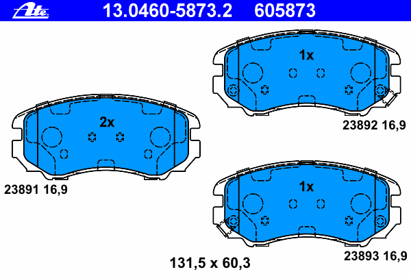 Комплект тормозных колодок, дисковый тормоз ATE 13046058732