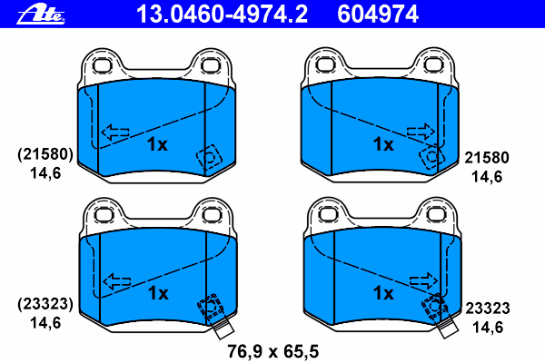 Комплект тормозных колодок, дисковый тормоз ATE 13.0460-4974.2
