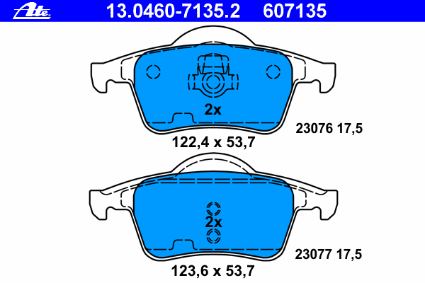 Комплект тормозных колодок, дисковый тормоз ATE 23077