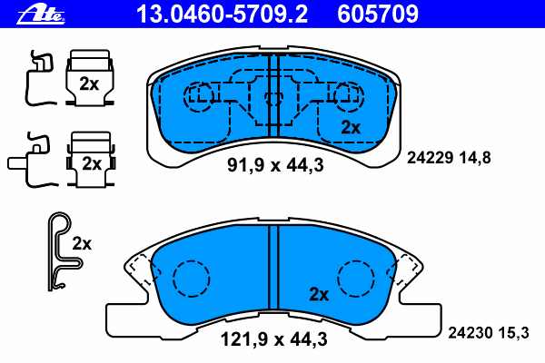 Комплект тормозных колодок, дисковый тормоз ATE 13.0460-5709.2