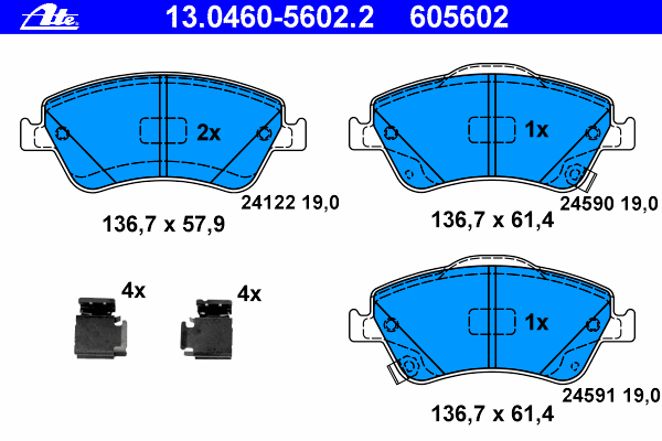 Комплект тормозных колодок, дисковый тормоз ATE 13.0460-5602.2